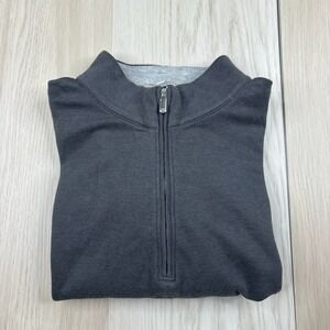 Peter Millar Sweater Grey 1/4 Zip Cotton Modal Poly Pullover Mock Neck L Large